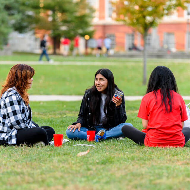 International Students talking at the Quad